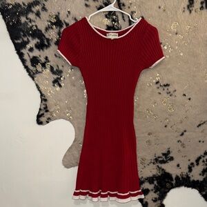 Chic Red Knit Mini Dress